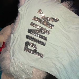 Mint green sparkly PINK shirt